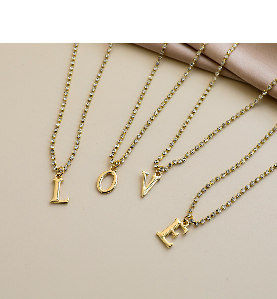 Fashion G Alloy Diamond And Gold Letter Necklace,Pendants