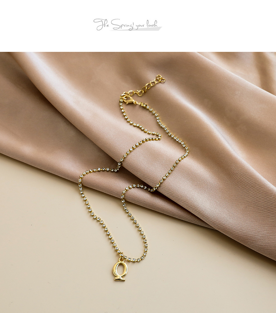Fashion Z Alloy Diamond And Gold Letter Necklace,Pendants