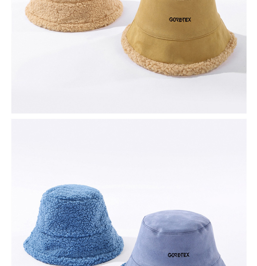 Fashion Blue Letter Embroidery Suede Lamb Double-sided Fisherman Hat,Sun Hats