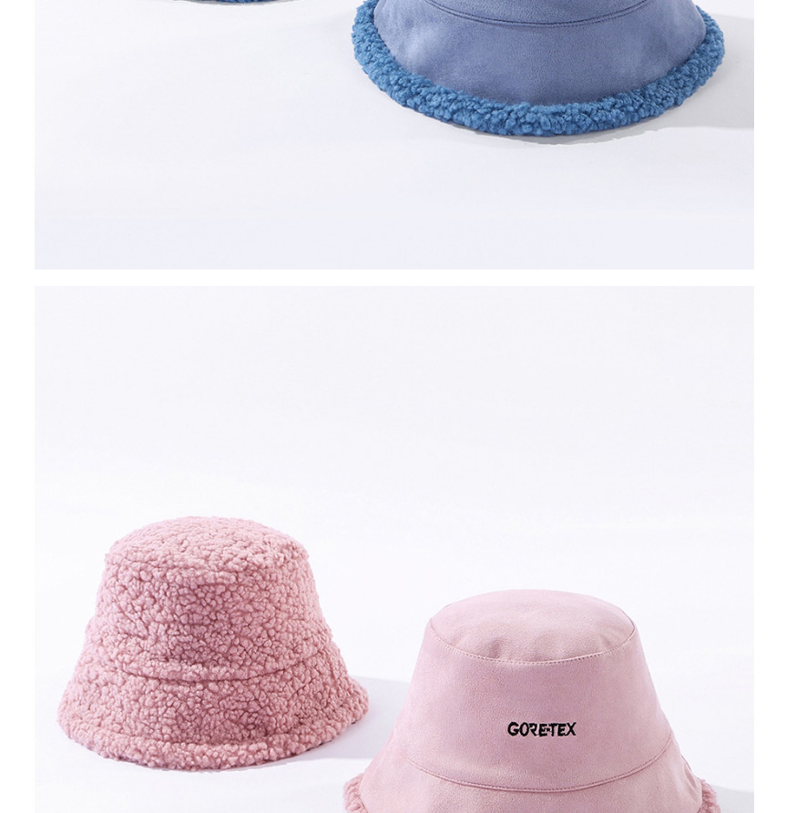 Fashion Blue Letter Embroidery Suede Lamb Double-sided Fisherman Hat,Sun Hats