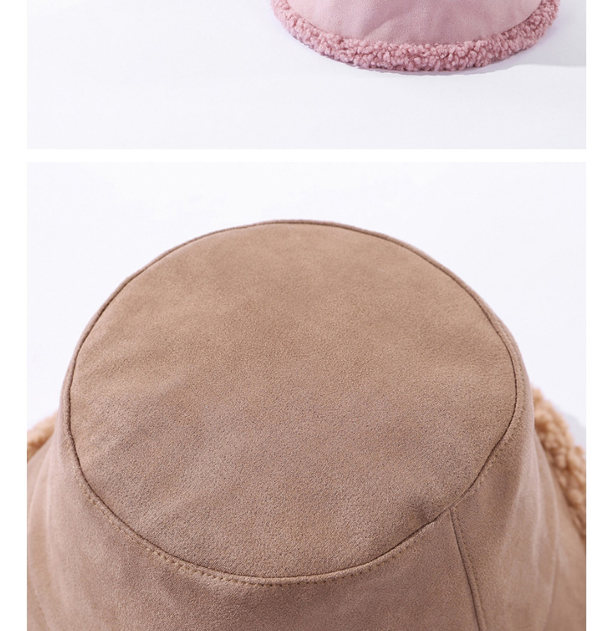 Fashion Khaki Letter Embroidery Suede Lamb Double-sided Fisherman Hat,Sun Hats