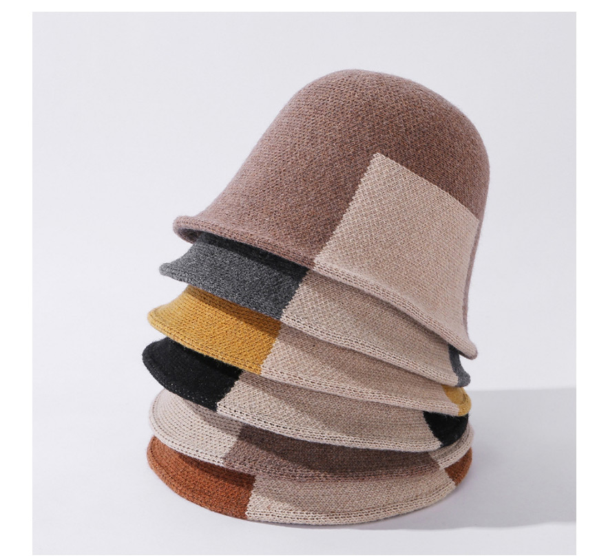 Fashion Caramel Contrasting Color Wool Knitted Fisherman Hat,Sun Hats