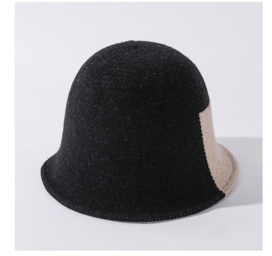 Fashion Black Contrasting Color Wool Knitted Fisherman Hat,Sun Hats