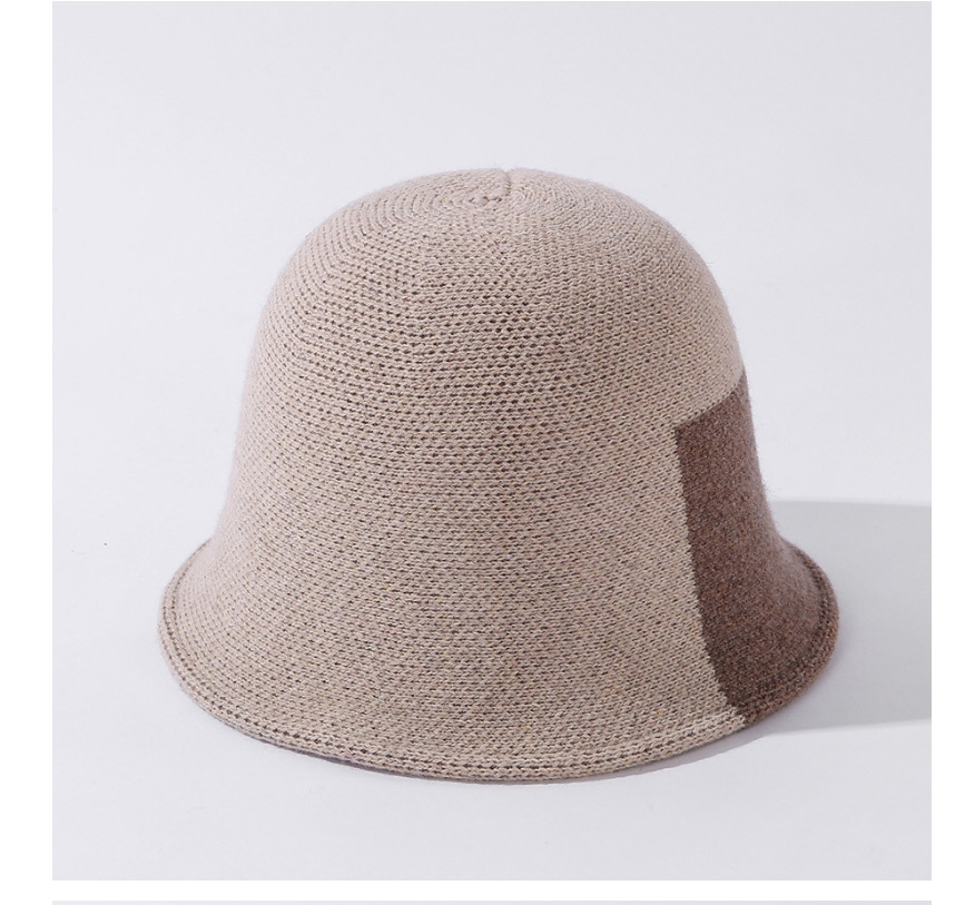 Fashion Beige Contrasting Color Wool Knitted Fisherman Hat,Sun Hats