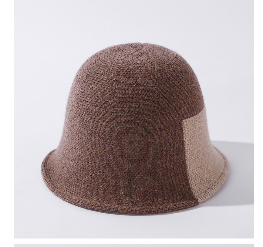 Fashion Beige Contrasting Color Wool Knitted Fisherman Hat,Sun Hats