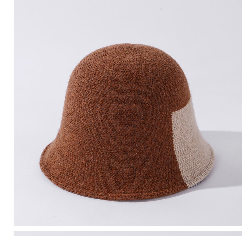 Fashion Khaki Contrasting Color Wool Knitted Fisherman Hat,Sun Hats