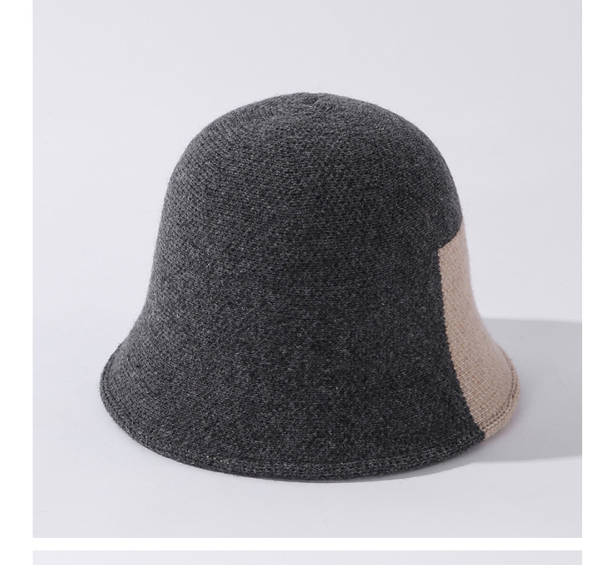 Fashion Gray Contrasting Color Wool Knitted Fisherman Hat,Sun Hats