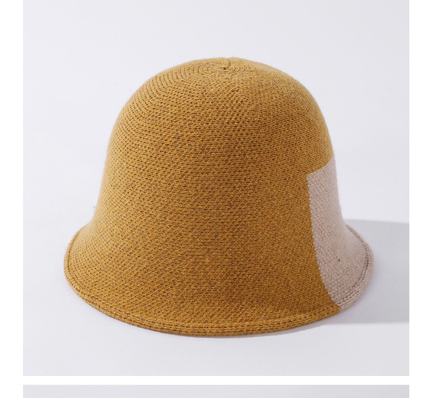 Fashion Yellow Contrasting Color Wool Knitted Fisherman Hat,Sun Hats