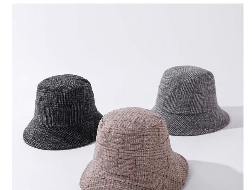 Fashion Black Striped Woolen Plaid Fisherman Hat,Sun Hats