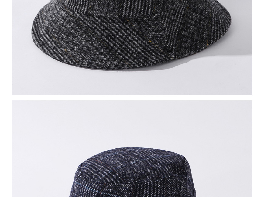 Fashion Navy Striped Woolen Plaid Fisherman Hat,Sun Hats