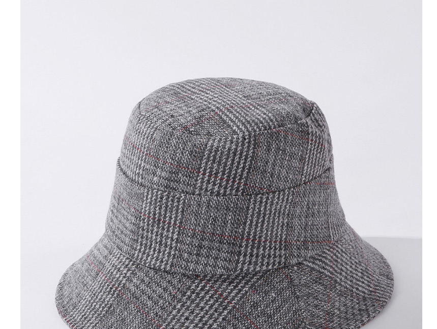 Fashion Gray Striped Woolen Plaid Fisherman Hat,Sun Hats