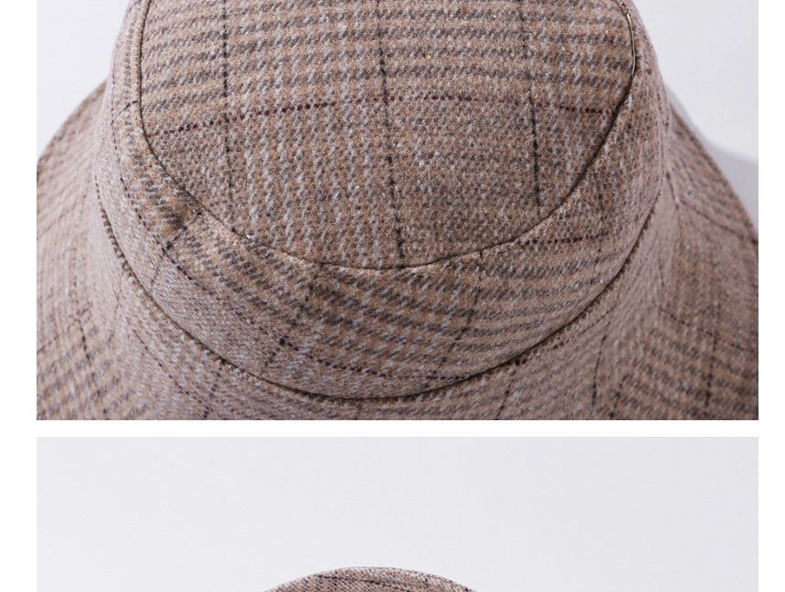 Fashion Beige Striped Woolen Plaid Fisherman Hat,Sun Hats