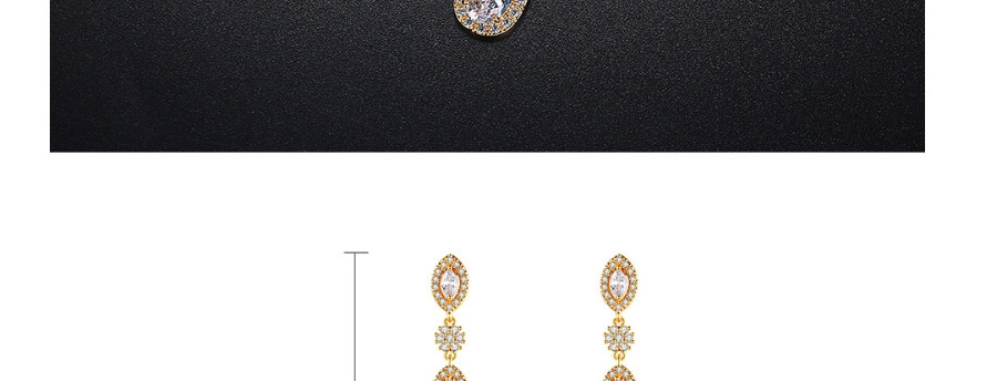 Fashion 18k Copper Inlaid Zirconium Drop-shaped Long Earrings,Earrings