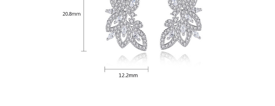 Fashion Platinum Copper Inlaid Zircon Flower Hollow Earrings,Earrings