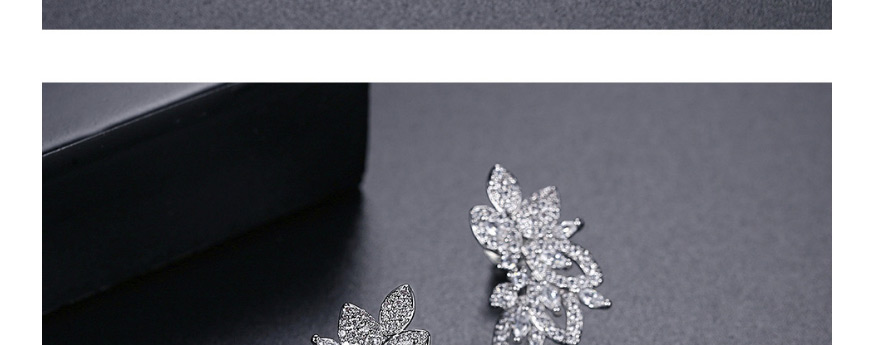 Fashion Platinum Copper Inlaid Zircon Flower Hollow Earrings,Earrings