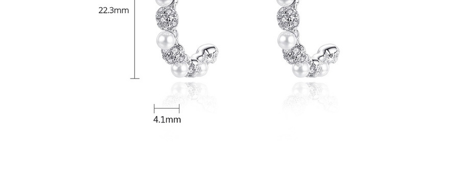 Fashion Platinum Copper Inlaid Zircon Geometric Pearl Earrings,Earrings