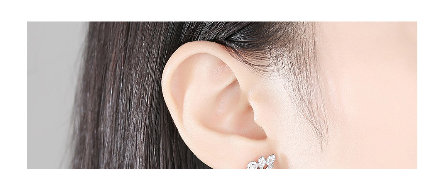 Fashion Platinum Copper Inlaid Zircon Geometric Hollow Earrings,Earrings