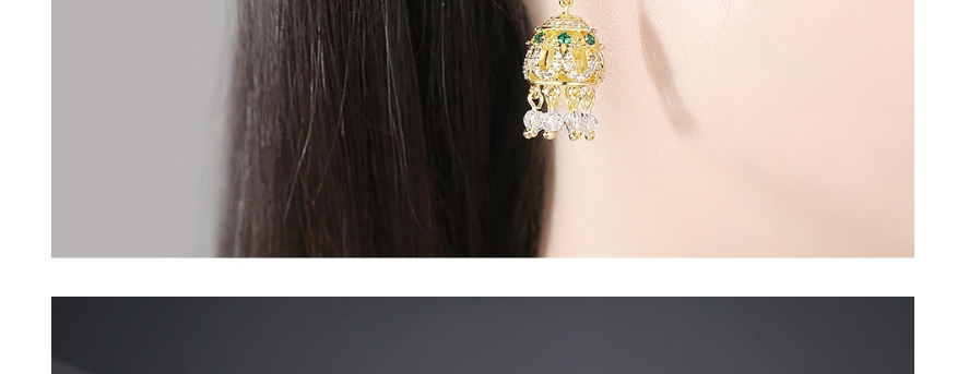 Fashion Gold Copper Inlaid Zircon Moon Bell Geometric Earrings,Earrings