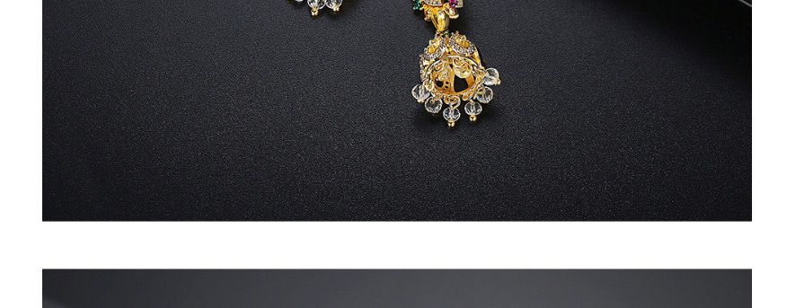 Fashion Gold Copper Inlaid Zircon Moon Bell Geometric Earrings,Earrings