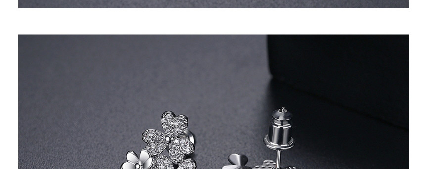 Fashion Platinum Copper Inlaid Zircon Flower Earrings,Earrings
