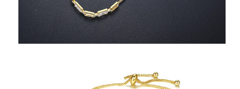 Fashion Gold Geometric Copper Inlaid Zircon Pull-out Bracelet,Bracelets