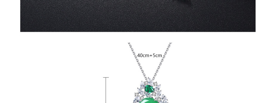 Fashion Platinum Geometric Long Necklace With Green Chalcedony And Copper Inlaid Zircon,Necklaces