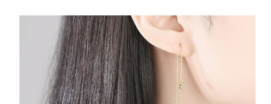 Fashion Platinum Copper Inlaid Zircon Long Tassel Geometric Earrings,Earrings