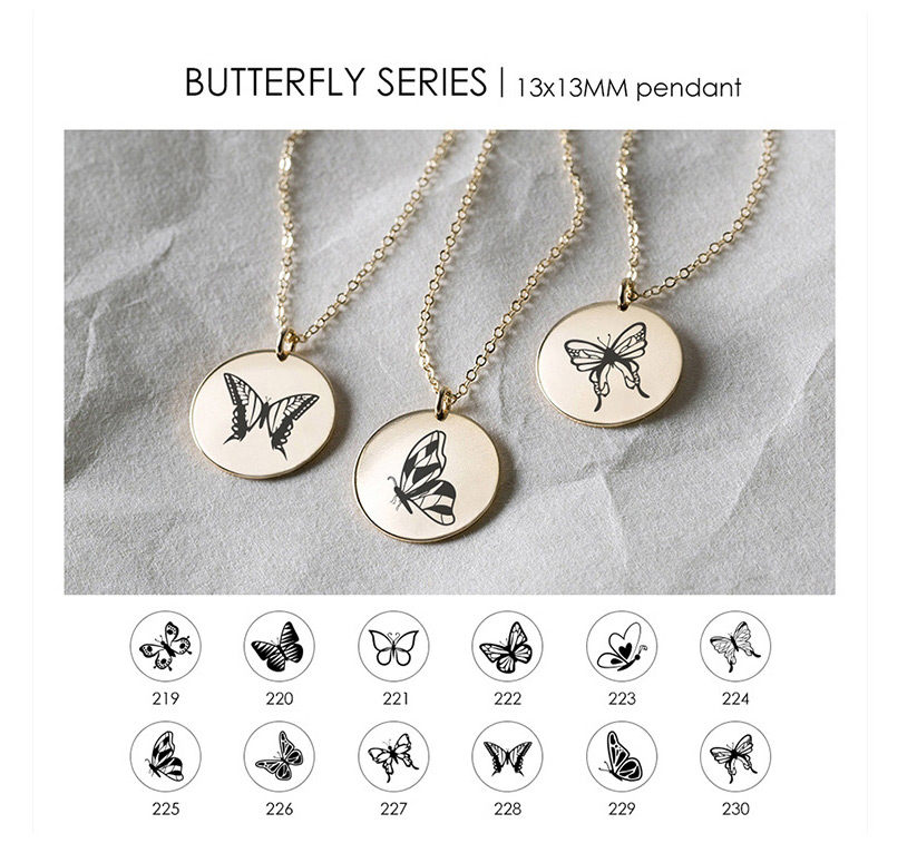 Fashion Gold Color-219 Butterfly Hollow Stainless Steel Necklace (13mm),Necklaces