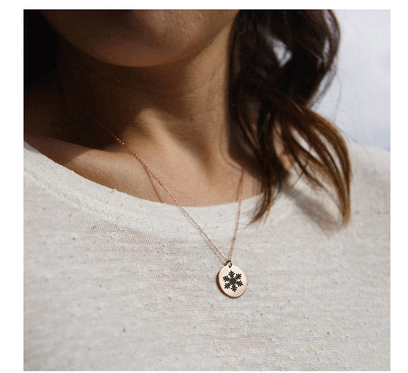 Fashion Rose Gold Color Elk Christmas Snowman Elk Geometric Titanium Steel Pendant Necklace (15mm),Necklaces