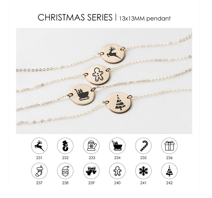 Fashion Steel Christmas Tree Christmas Snowman Elk Geometric Titanium Steel Pendant Bracelet (13mm),Bracelets