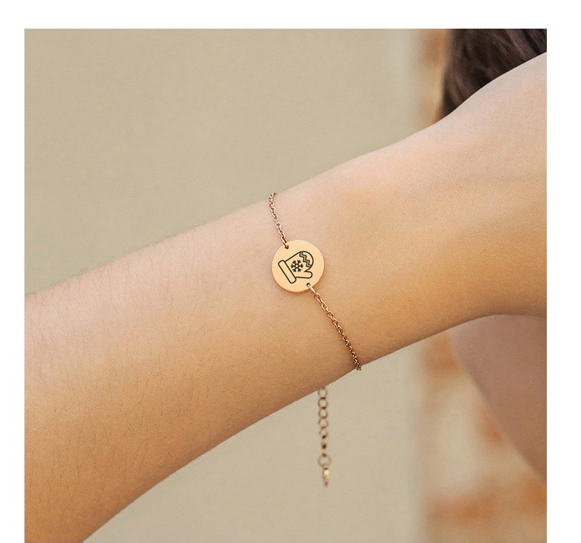 Fashion Rose Gold Color Cane Christmas Snowman Elk Geometric Titanium Steel Pendant Bracelet (13mm),Bracelets