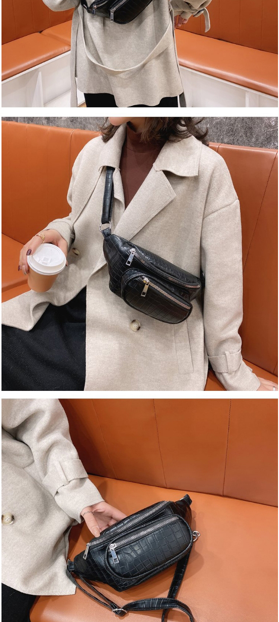 Fashion Pink Crocodile Pattern Stitching Solid Color Crossbody Chest Waist Bag,Shoulder bags