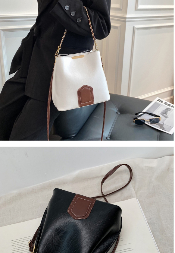 Fashion Black Chain Stitching Contrast Color Shoulder Messenger Bag,Shoulder bags