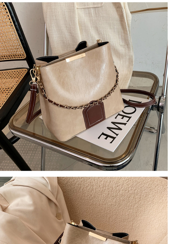 Fashion Black Chain Stitching Contrast Color Shoulder Messenger Bag,Shoulder bags
