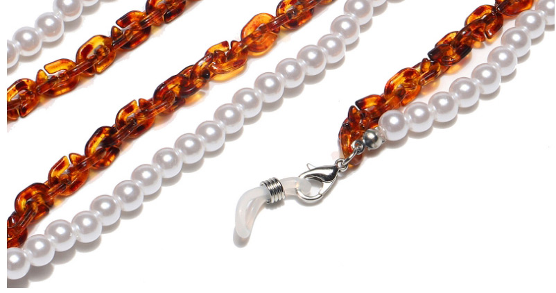 Fashion Brown Double Layer Acrylic Pearl Plastic Leopard Print Glasses Chain,Sunglasses Chain
