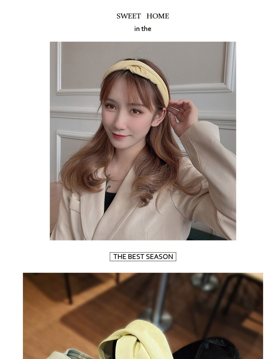 Fashion Brown Pu Leather Cross Solid Color Curling Headband,Head Band