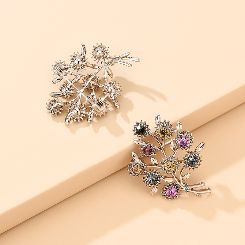 Fashion Color Flower And Diamond Alloy Hollow Brooch,Korean Brooches