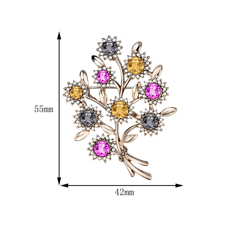 Fashion Color Flower And Diamond Alloy Hollow Brooch,Korean Brooches