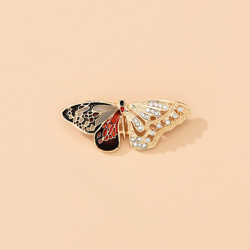 Fashion Color Half-side Dripping Butterfly Rhinestone Alloy Brooch,Korean Brooches