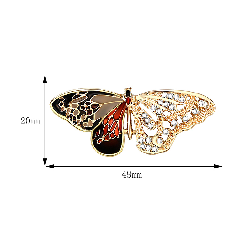 Fashion Color Half-side Dripping Butterfly Rhinestone Alloy Brooch,Korean Brooches