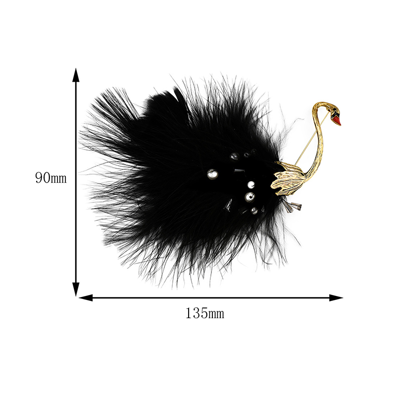 Fashion Black Black Swan Ostrich Feather Pearl Pin Brooch,Korean Brooches