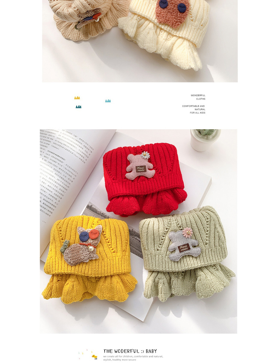 Fashion Beige Kitten 2 Years Old -12 Years Old Woolen Knitted Bear Apple Childrens Neck Scarf,knitting Wool Scaves