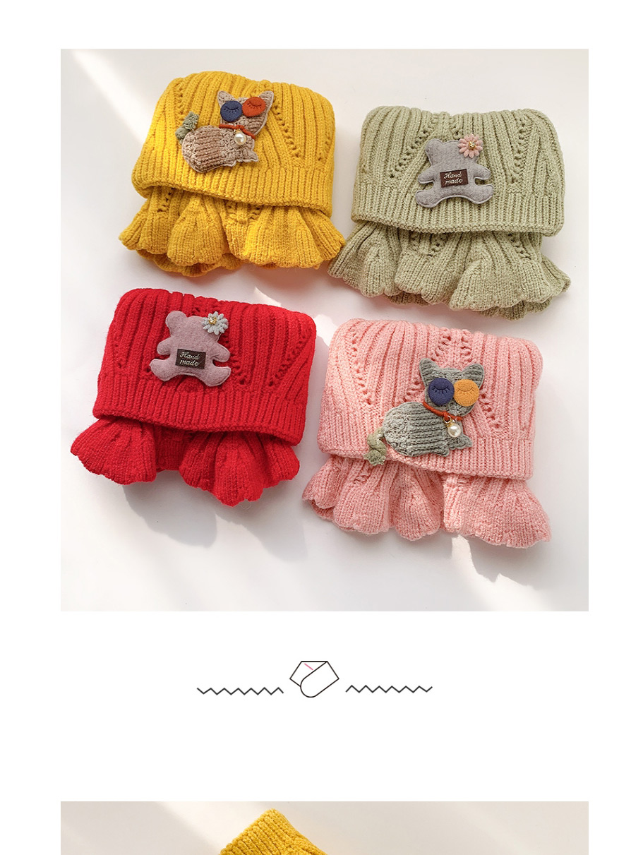 Fashion Off-white Apple 2 Years Old -12 Years Old Woolen Knitted Bear Apple Childrens Neck Scarf,knitting Wool Scaves