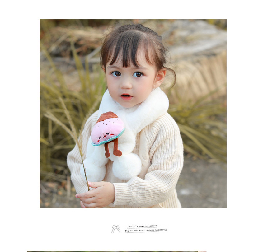 Fashion 【white】about 6 Months-8 Years Old Strawberry Plush Padded Childrens Bib Scarf,knitting Wool Scaves