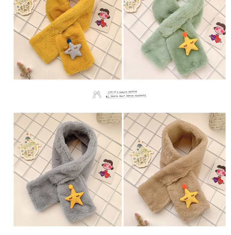 Fashion Starfish [gray] 6 Months-12 Years Old Fruit Strawberry Plush Padded Childrens Scarf,knitting Wool Scaves