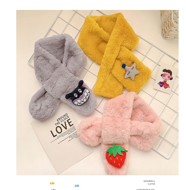 Fashion Starfish [korean Pink] 6 Months-12 Years Old Fruit Strawberry Plush Padded Childrens Scarf,knitting Wool Scaves