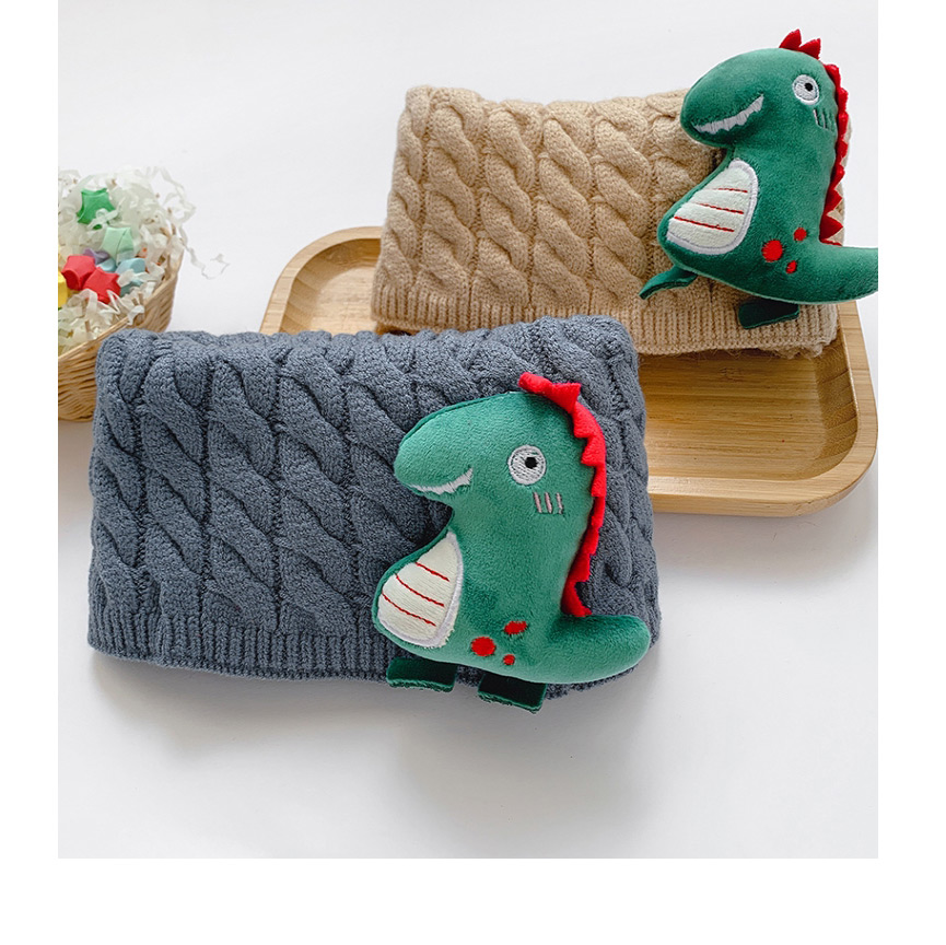 Fashion [gray] 6 Months-10 Years Old Dinosaur Thick Knitted Wool Scarf,knitting Wool Scaves