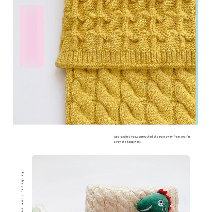Fashion [beige] 6 Months-10 Years Old Dinosaur Thick Knitted Wool Scarf,knitting Wool Scaves