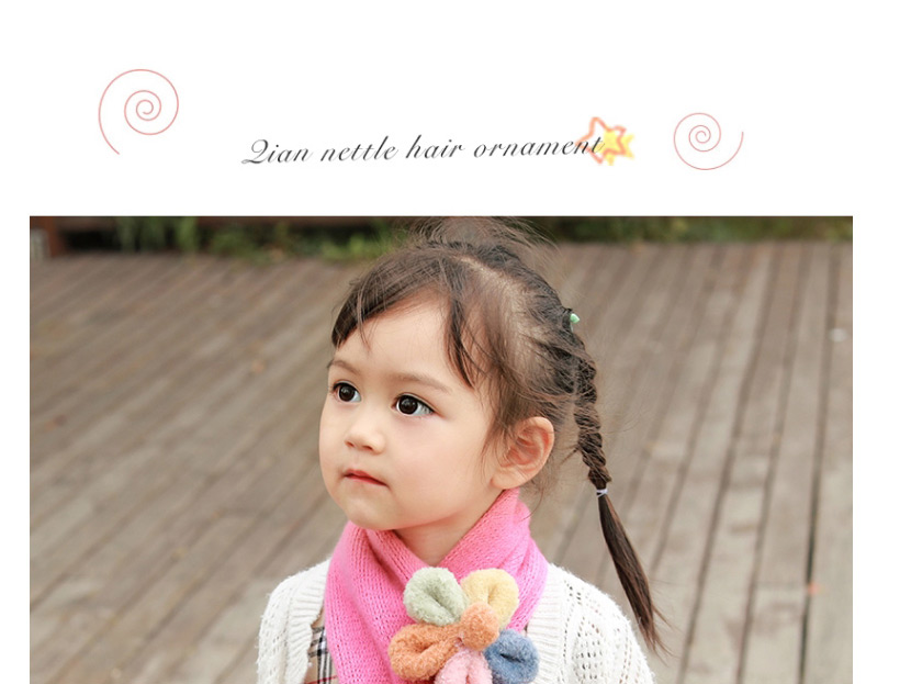 Fashion [rose Pink] 6 Months-10 Years Old Plush Flower Childrens Contrast Wool Ball Scarf,knitting Wool Scaves