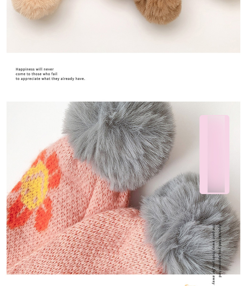 Fashion [gray] 6 Months-10 Years Old Childrens Scarf With Flower Print Hair Ball Thickening,knitting Wool Scaves